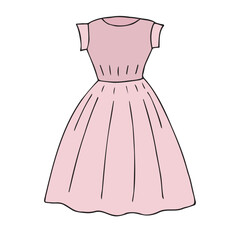 Vector hand drawn sketch doodle colored dress isolated on white background