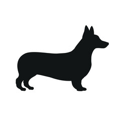 Vector flat hand drawn corgi dog silhouette isolated on white background
