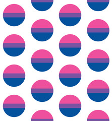 Vector seamless pattern of flat round bisexual flag isolated on white background