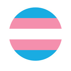 Vector flat round trans flag isolated on white background