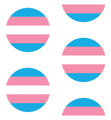 Vector seamless pattern of flat round trans flag isolated on white background