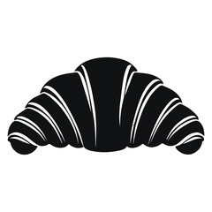 A clean, stylized silhouette of a croissant in black and white.