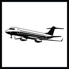 Silhouette Airplane Clipart on White Background