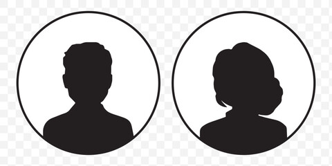 Men and women avatars set. Male and female silhouettes abstract people. User profiles badges. Unknown or anonymous persons. Vector illustration. EPS 10