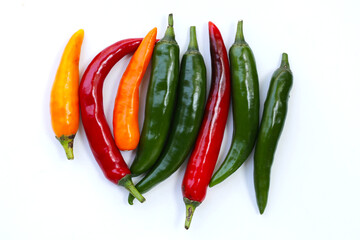 Chili peppers on a white background.