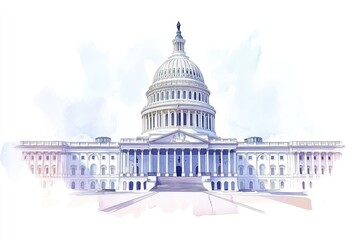Fototapeta premium Watercolor illustration of the Capitol Building