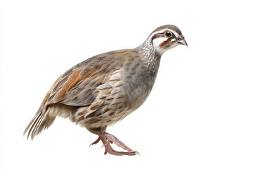 Obraz premium A Mountain Quail stands against a white background.