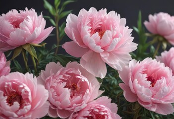 Obraz premium Luxurious pink peonies, vibrant, soft focus, delicate petals, soft focus, photography