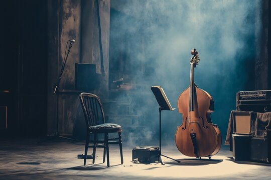 Pair of musical instruments harmonizing together on a stage symbol of shared creativity expression and friendship