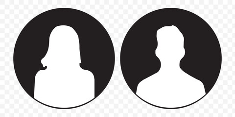 Men and women avatars set. Male and female silhouettes abstract people. User profiles badges. Unknown or anonymous persons. Vector illustration. EPS 10.