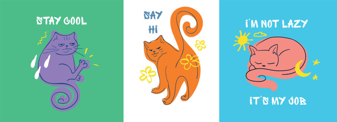 Funny Cartoon Cats with Emotions