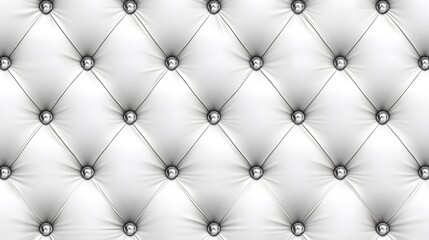 Fototapeta premium Elegant White Leather Upholstery Texture with Diamond Buttons