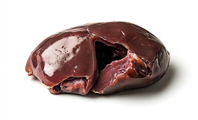 Raw, whole, dark-red organ meat