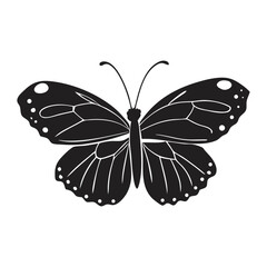 Elegant Black and White Butterfly Silhouette Illustration On A Clean White Background Vector Design
