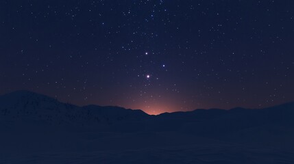 Night Sky Desert Wallpaper With Shimmering Stars Over Soft Dunes Serene Minimal Horizon Glowing Ambient Light