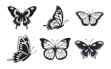 Elegant Black and White Butterfly Silhouette Illustration On A Clean White Background Vector Design
