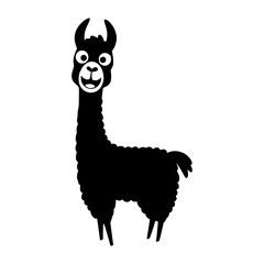 Fototapeta premium Cute Black Silhouette Llama Illustration