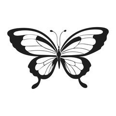 Elegant Black and White Butterfly Silhouette Illustration On A Clean White Background Vector Design