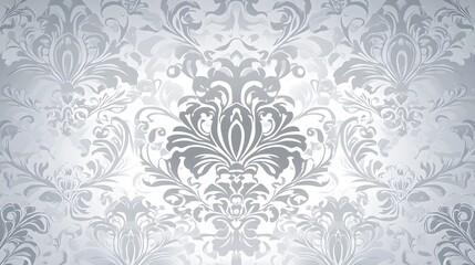 Elegant Silver Damask Pattern Seamless Wallpaper Background