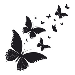 Elegant Black and White Butterfly Silhouette Illustration On A Clean White Background Vector Design