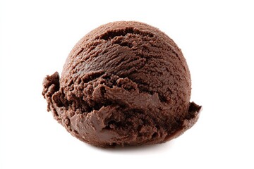 A single scoop of rich, dark chocolate ice cream.