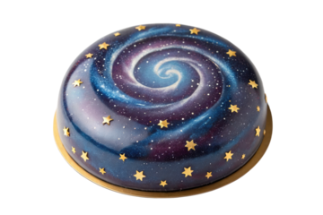PNG Galaxy-themed cake with swirling space design and star decorations
