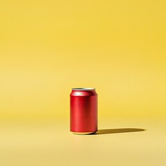 Red soda can on yellow background (1)