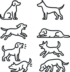 Classic dog silhouettes icons set – silhouette, canine and pet design elements