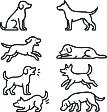 Classic dog silhouettes icons set &ndash; silhouette, canine and pet design elements