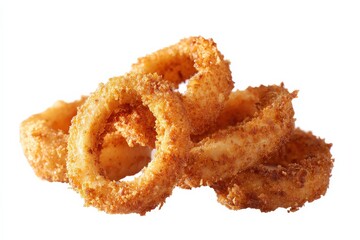 Crispy fried onion rings, golden brown and delicious.