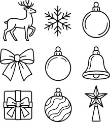 Fototapeta premium Elegant christmas icons set – outline, holiday and festive symbol collection