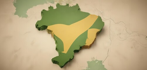 Obraz premium Abstract Brazil map, interconnected circles showing national unity , network, node