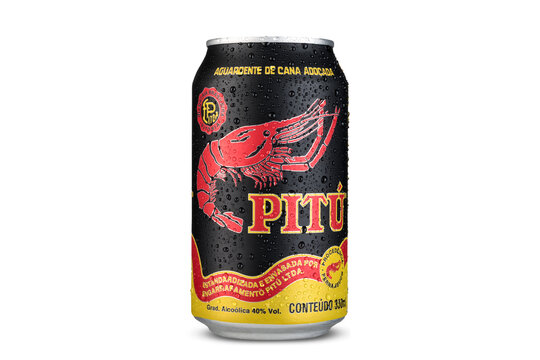 S&atilde;o Paulo, Brazil, May 13, 2025, Pit&uacute; water artdente Can - Brazilian alcoholic beverage, cold drink