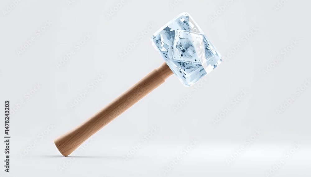 Poster isometric 3d ice hammer weapon isolated on white background for vfx game and movie element fantasy w