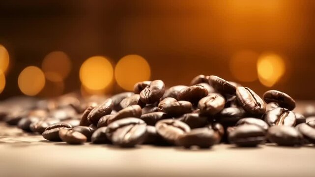 Aromatic coffee beans in warm inviting light