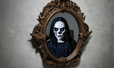 Obraz premium A mirror with a reflection of a person inside, compact and straightforward