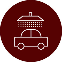 Car Wash Vector Line Brown Circle Icon Design