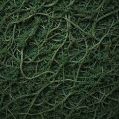 Intricate green organic lines weave a complex, abstract wallpaper pattern ,  growth,  vegetal