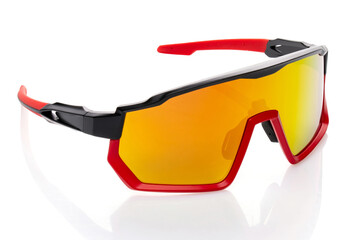 Modern stylish red sports eyewear designed for outdoor activities and protection.