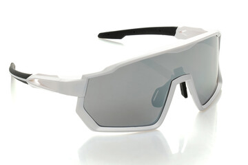 Modern stylish white sports eyewear designed for outdoor activities and protection.