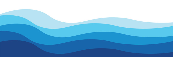 Seamless sea waves layered vector background. Blue ocean waves. Water wave pattern design.