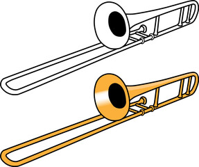 trombone line vector illustration isolated on white background