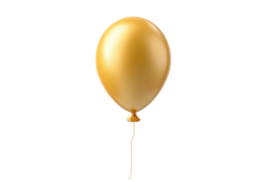 PNG Shiny gold balloon with ribbon on black background