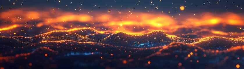 Abstract design of fiery, textured waves.