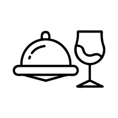 Obraz premium Food cover with cloche and wine glass in minimalistic style 