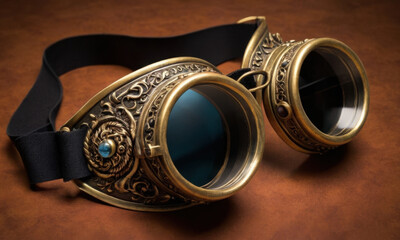 A pair of goggles sitting on a table