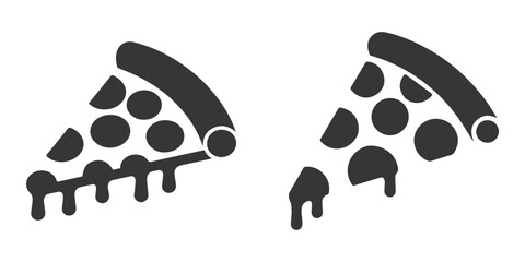 Fototapeta premium Simple, black and white vector illustration of two pizza slices.