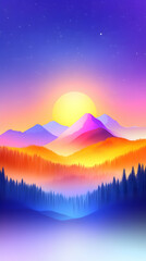 Obraz premium Colorful mountain sunrise landscape