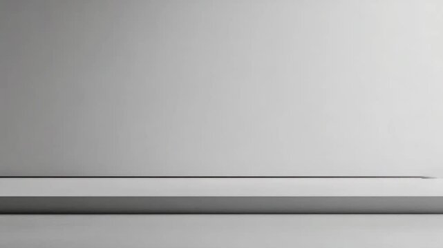 Minimalist empty shelf against neutral gray wall, ready for product placement mockup concept