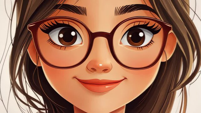 Young Woman in Glasses: A close-up of a charming young woman with stylish glasses, radiating warmth and approachability, captures the essence of beauty and modern elegance.